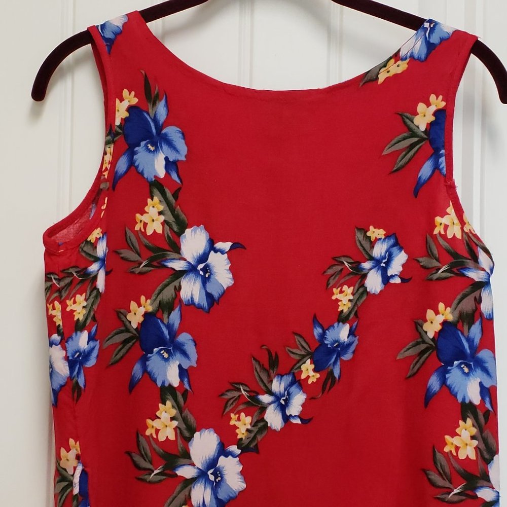 Hawaiian Muumuu dress with orchid print.